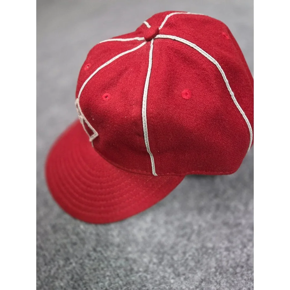 Ebbets Field Flannels Baseball Cap Mens 7 3/4 Winnipeg Maroons Red Wool Fitted - Picture 3 of 8